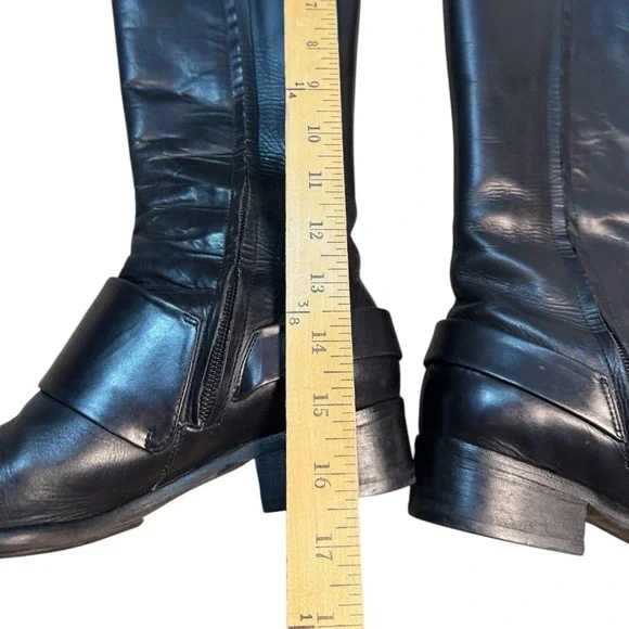 Coclico Black Leather Tall Boots Size 38 Full Zip‎ Excellent Vintage 7 or 7.5 US